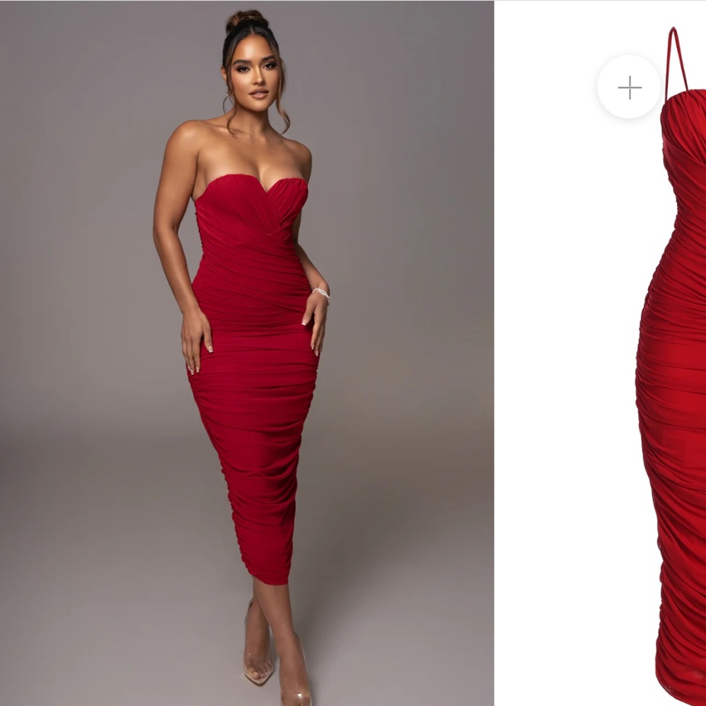 Red Arcadia Mesh Midi Dress
